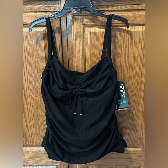 Coco Reef Front Tie Tankini Top Plus Sized Black Sand UX7314 - Picture 1 of 10